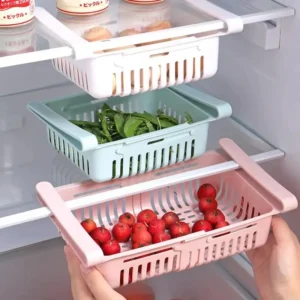 Refrigerator Storage Basket, Retractable Refrigerator Partition Storage Rack, Kitchen Drain