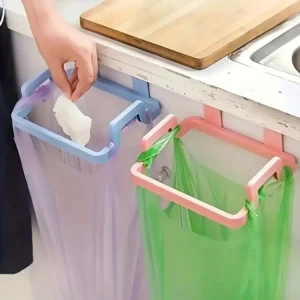 Drill Kitchen Garbage Bag Holder - Under Sink & Cabinet Door Mount Hooks for Trash Bags & Cleaning Cloths