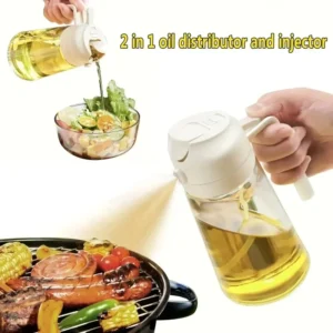 Oil Sprayer Bottle 2in1 500ml Spray Oil Dispenser Oil Jar Cruet BBQ Kitchen Baking Roasting Picnic Kitchen Tool