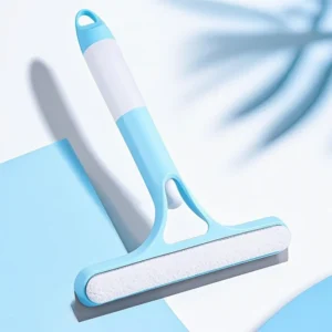 Window Cleaning Kit 3-in-1 - Dual-Sided Glass Scrubber with Squeegee & Spray Bottle for Mirrors, Shower Doors, No-Streak (Blue/B