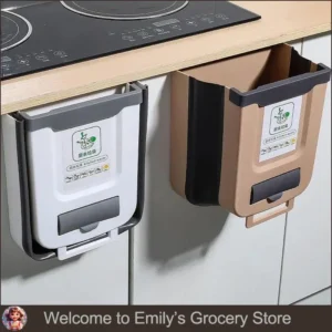 Kitchen Foldable Hanging Trash Can, Camper Van Wall-mounted Wastebasket, Large Capacity Easy-to-clean RV Household Wastebasket