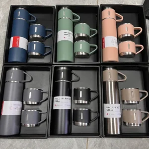 Stainless Steel Vacuum Flask Gift Set Office Business Style Thermos Bottle Outdoor Hot Water Thermal Insulation Couple Cup500ML