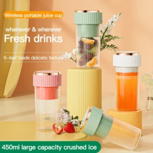Wireless Portable Fruit Mixer Juicy Blender Juicer Machine 1500MAh 450ML USB Charge Portable Handheld Juicer