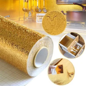 Vinyl Self-Adhesive Wallpaper Gold Contact Paper Waterpoof Peel And Stick Wall Paper Kitchen Countertop Cabinet Wall Sticker