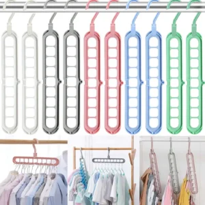 Plastic 9-Hole Foldable Hangers, Heavy Duty Space Saving Clothes Organizer Hangers, For Room, Closet, Wardrobe, Home & Dor