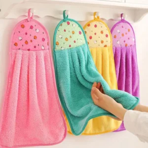 Coral Fleece Fingertip Towel, Hanging Towel For Wiping Hands, Household Dishwashing Cloths For Bathroom, Bathroom Supplies