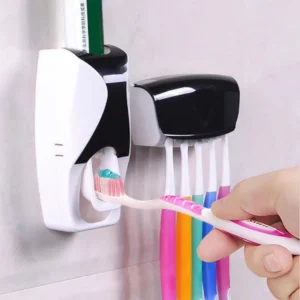 Automatic Toothpaste Dispenser Wall Mount Dust-proof Toothbrush Holder Wall Mount Bathroom Accessories Set Squeezer