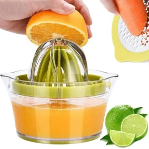 4 In 1 Citrus Lemon Orange Manual Juicer Multifunctional Hand Fruit Squeezer with Built-in Measuring Cup Grater Egg Separator