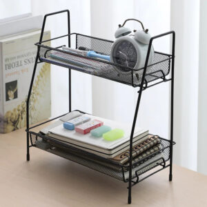 2 Layer Kitchen Storage Rack Cosmetics Desktop Storage Box Spice Organizer Dish Drainer Holder Bathroom Desk Shelf