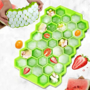 Honey Cube Honeycomb Tray 37 Silicone Cubes Ice Cube Making Mold with Lids