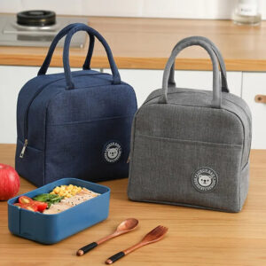 Children's Lunch Bags Solid Color Thermal Insulation Large Capacity Outdoor Portable Picnic Food Storage Bag Kids Lunch Box Bag