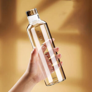 Glass TIME LINE Scale Water Bottle 500ML