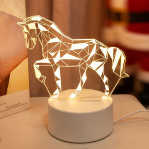3D Horse Illusion crystal Lamp